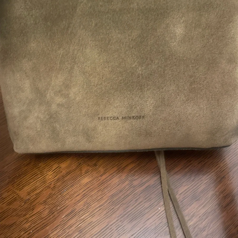 Rebecca Minkoff Olive Green Suede Crossbody Bag with Gold Hardware